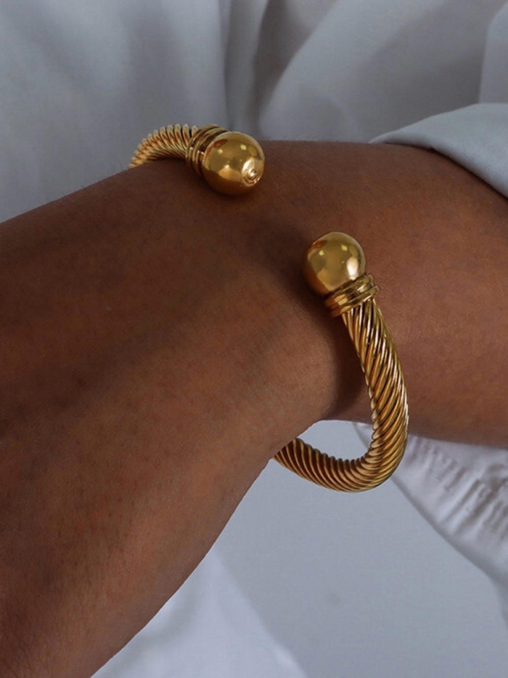 Gold Twisted Cable Cuff Bracelet
